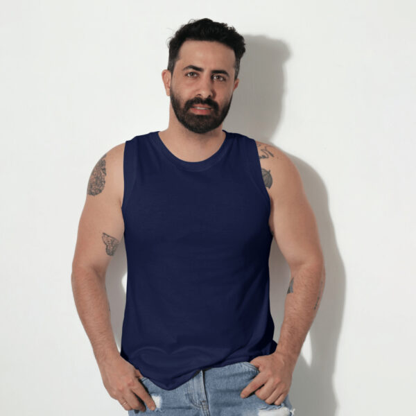 Men's Navy Blue Sleeveless T-Shirt