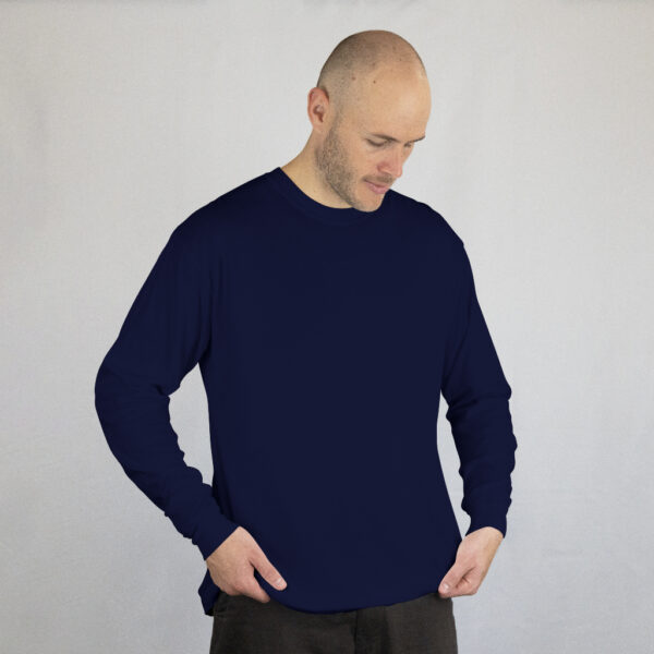 Round Neck Full Sleeve Classic T-Shirt Navy Blue