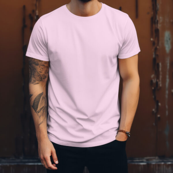 Round Neck Half Sleeve Classic Light Pink