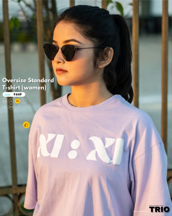 Women's Round Neck Oversized Standard T-Shirt Lavender (11*11)