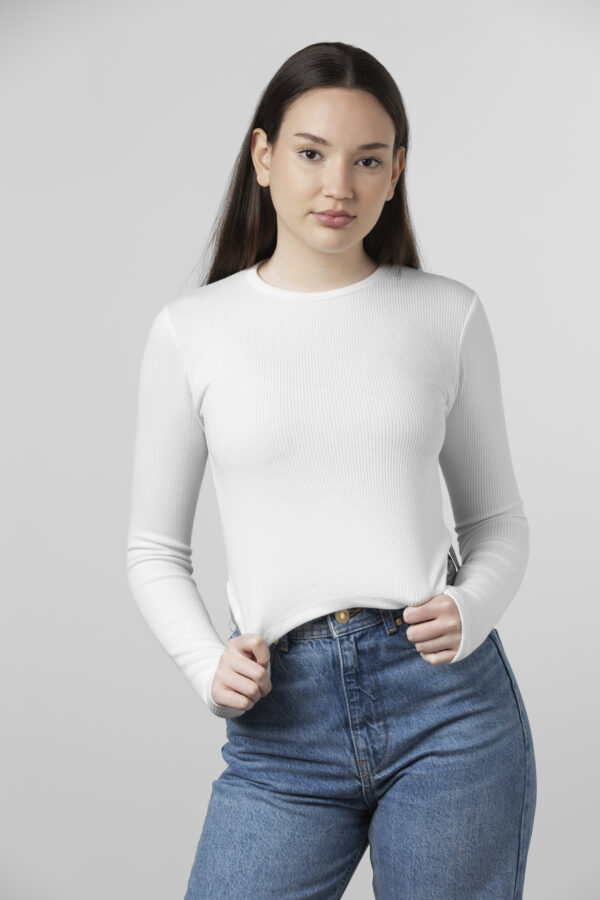 Women's Round Neck Full sleeve T-Shirt White