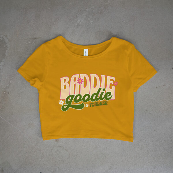 Women's Round Neck Crop Top Golden Yellow (Baddie Goodie) - Image 2