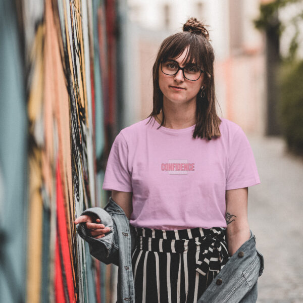 Women's Round Neck Oversized Classic T-Shirt Baby Pink (Confidence) - Image 2