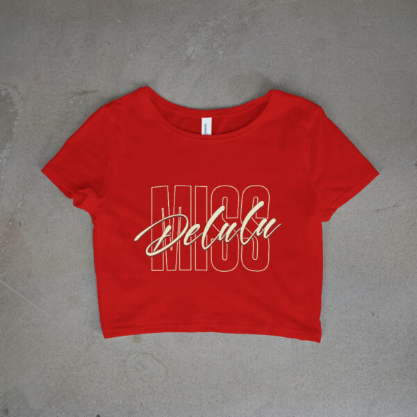 Women's Round Neck Crop Top Red (Delulu) - Image 2