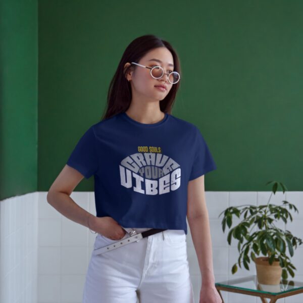 Women's Round Neck Crop Top Navy Blue (Crave Your Vibes)