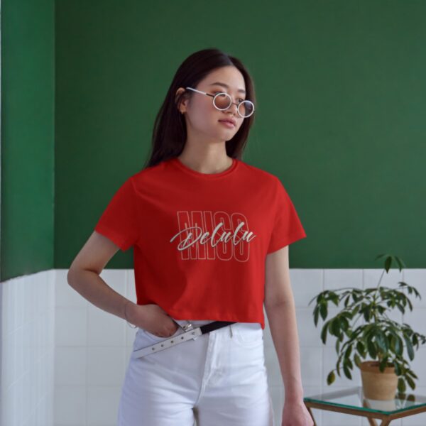 Women's Round Neck Crop Top Red (Delulu)